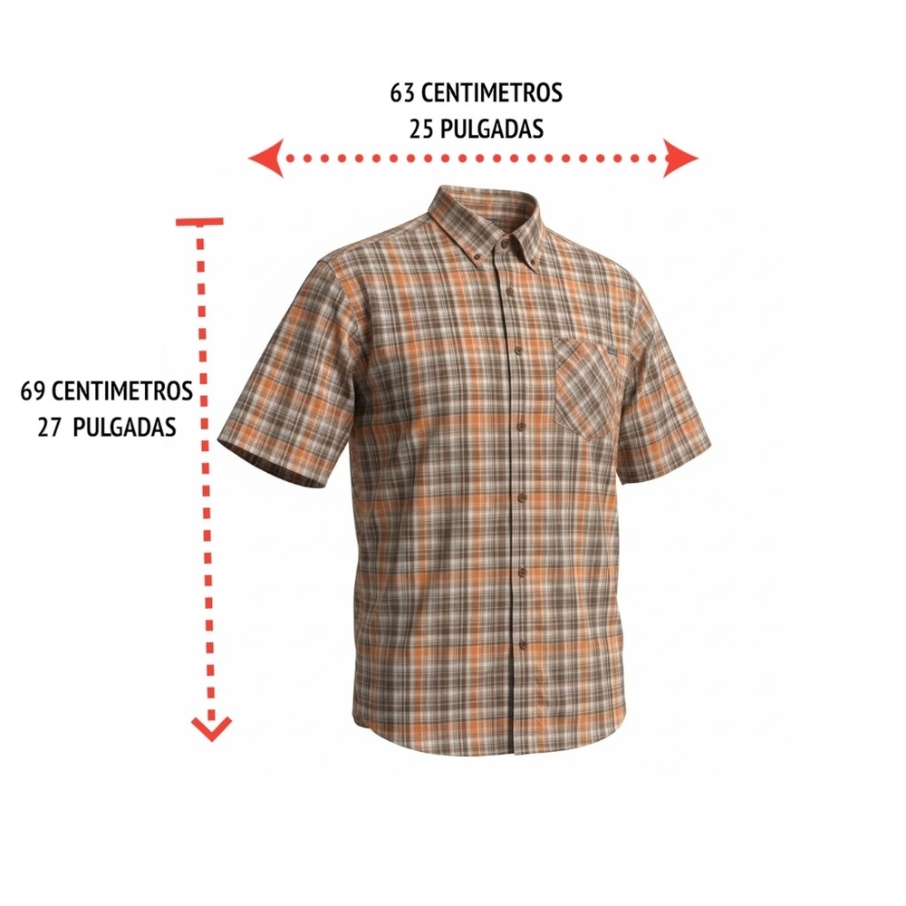 Eddie Bauer Men's Plaid Button-Down Shirt - Orange and White